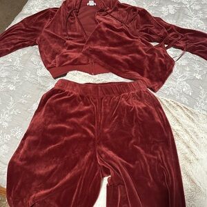 Velvet Burgundy Three-Piece Set